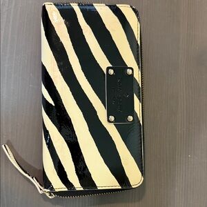 Kate Spade Black and Cream Striped Wallet